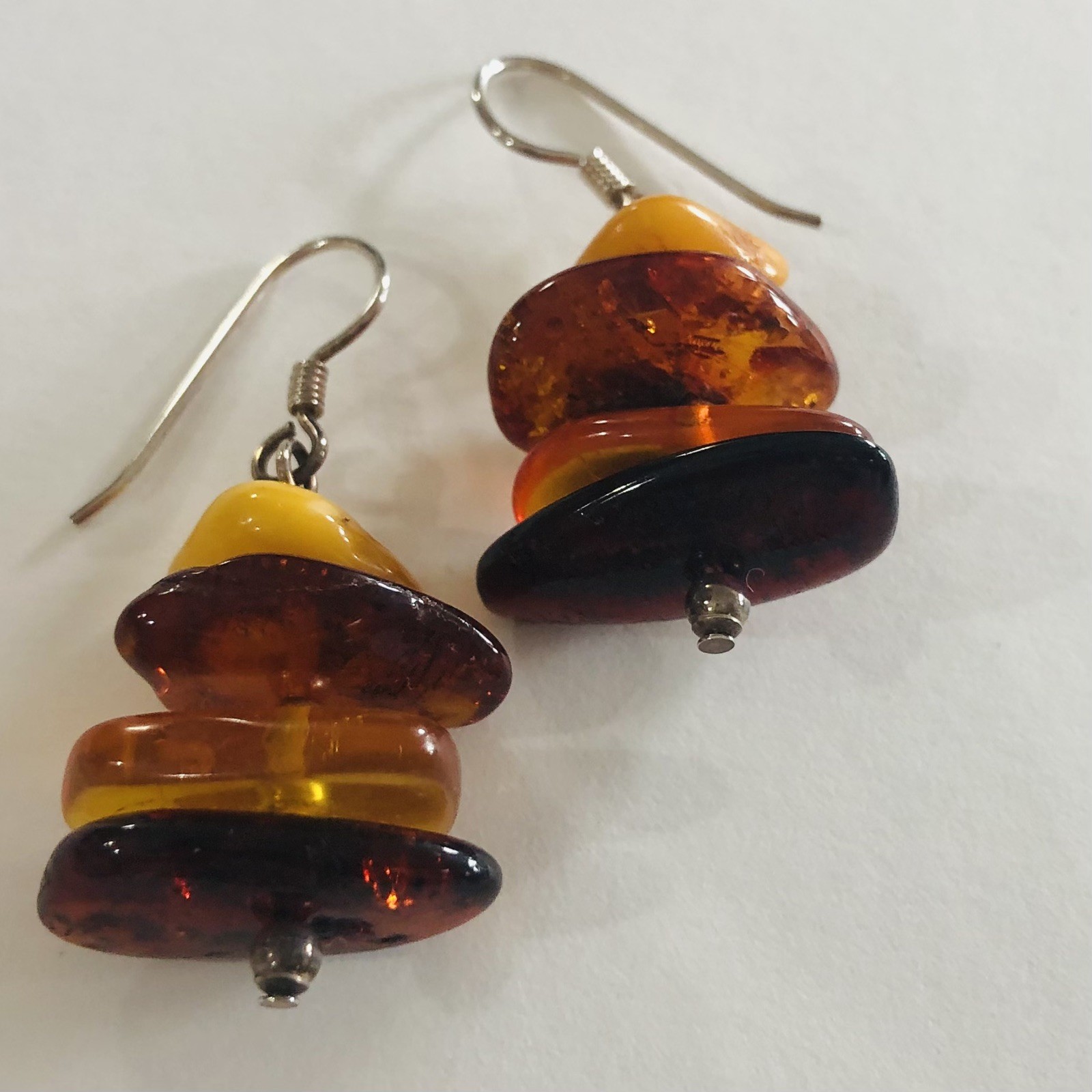SILPADA W1015 Sunset Stack Baltic Amber Earrings Sterling Silver 925 Retired C