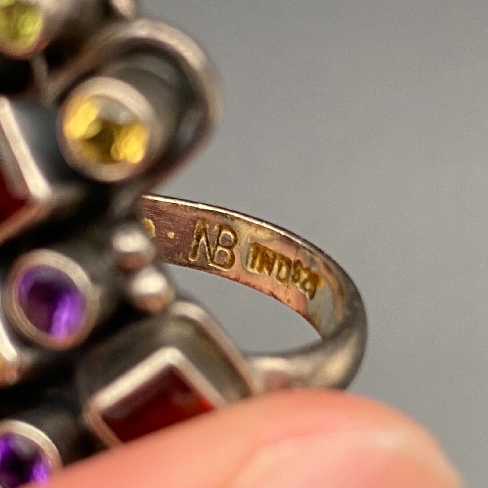 Vintage Multiple Stones Sterling Silver Ring Size 6