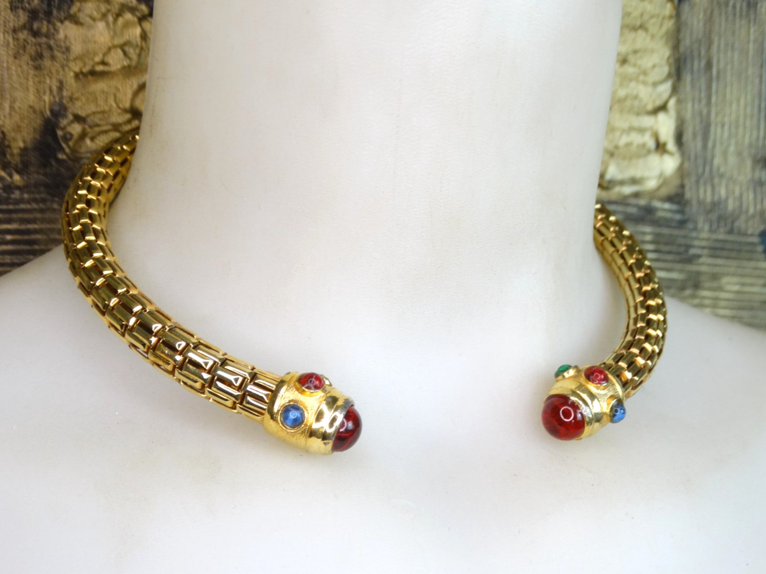 HIGH END VINTAGE JEWELRY LOT 80S IVANA GOLD GRIPOIX MOGUL CABS CHOKER EARRINGS +