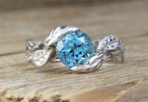 Art Deco 2.10 Ct Aquamarine Antique Vintage Engagement Ring 925 Sterling Silver