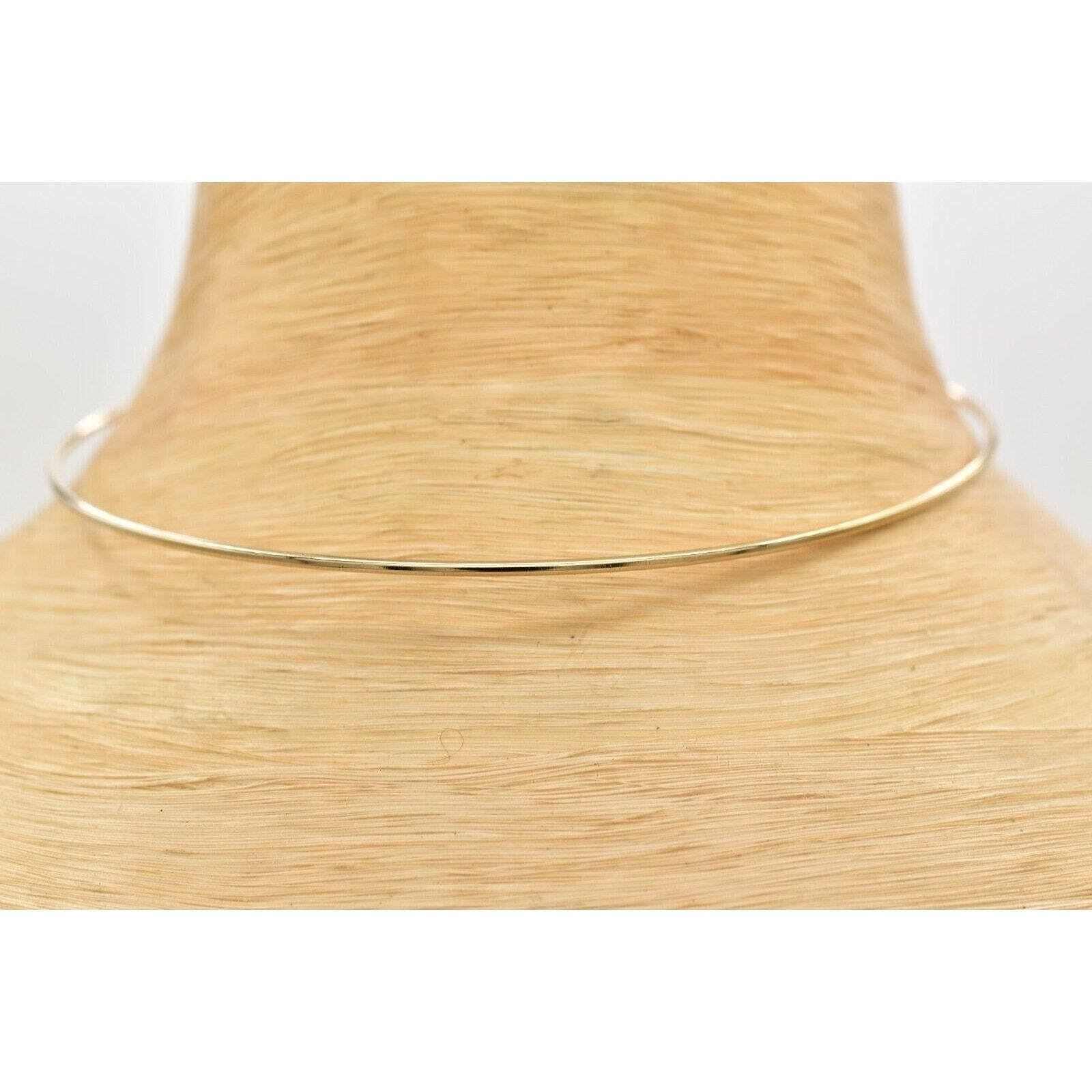 Vintage Choker Necklace Simple Wire Collar Gold Tone Metal Round Shiny NOS 1980s