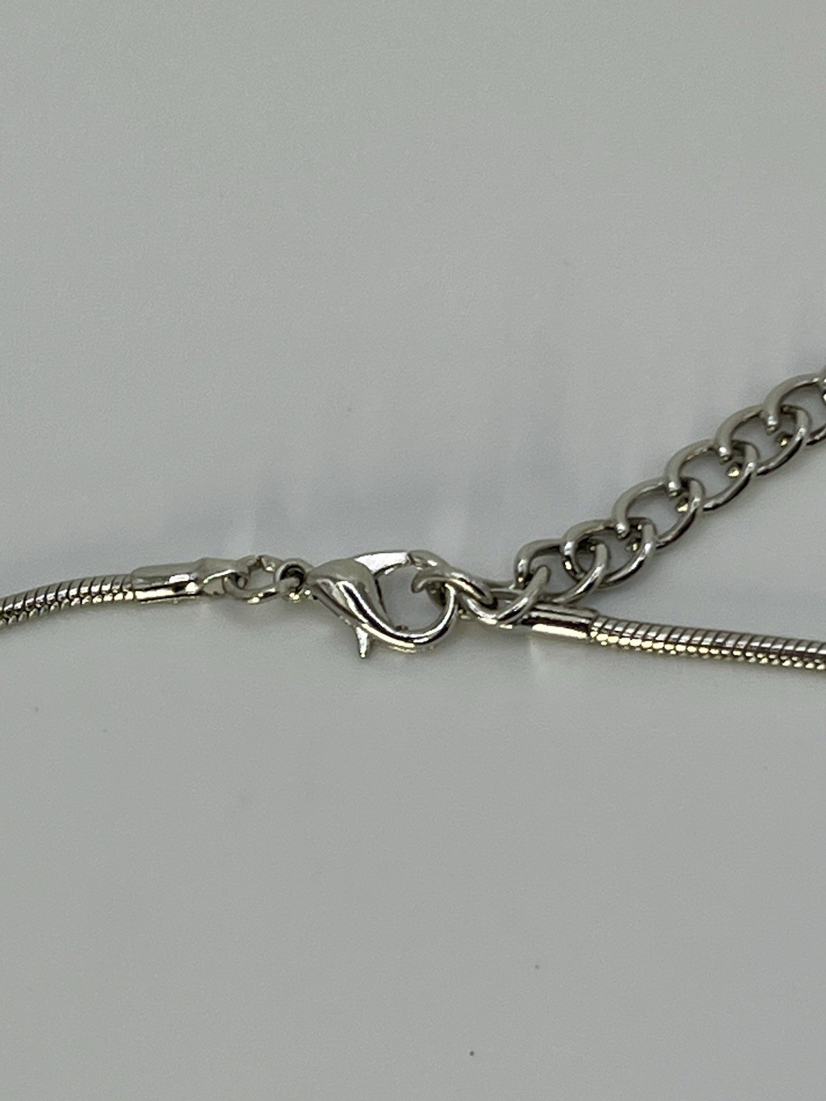 Vintage Sliver Tone Statement Necklace Slide Multiple Pendant Chain Choker 18”