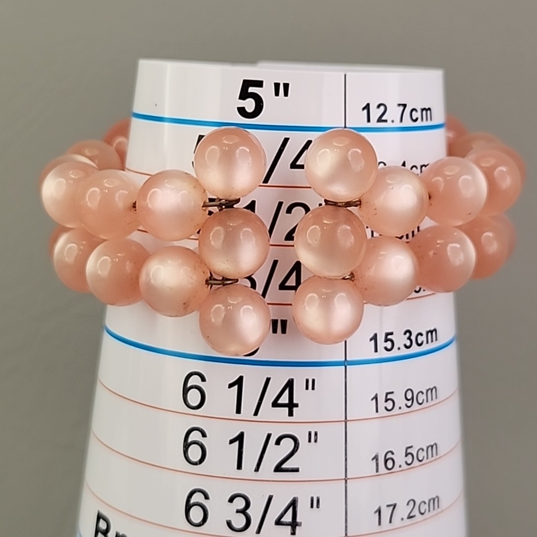 Vintage Moonglow Wrap Bracelet Pink Graduated Lucite Layered Expands 6″