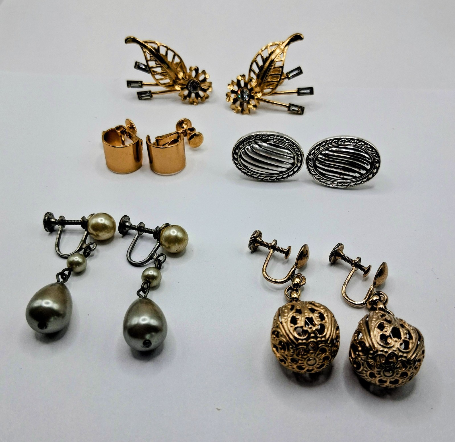 Vintage Earrings Lot 5 Pairs Clip/Screw Back Napier, Vendôme Pat.