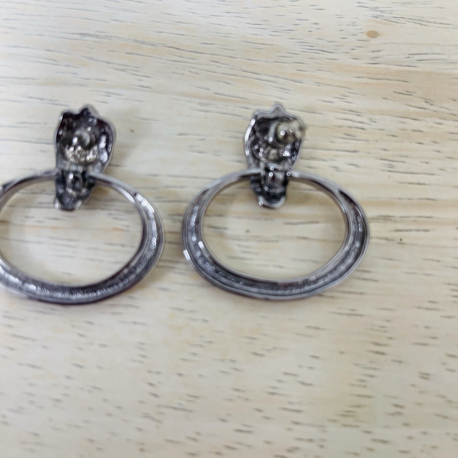 Vintage Knotted Knocker Earrings Silver Tone Pierced. Studs