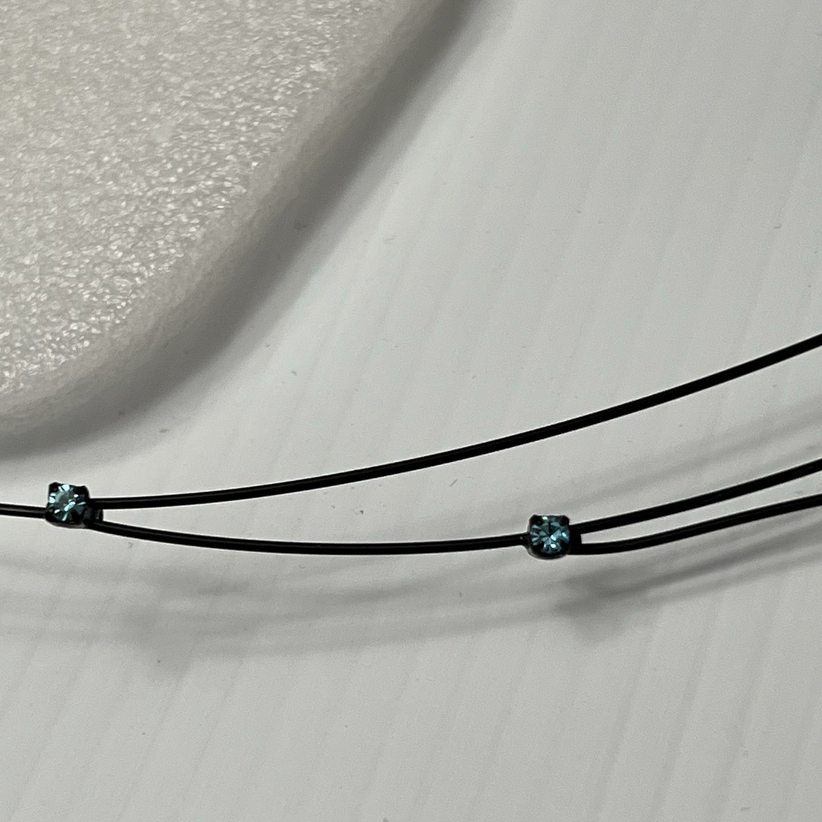 Vtg Set Black Shaped Wire Turquoise Teal Royal Multi Stone Neck Choker Earring