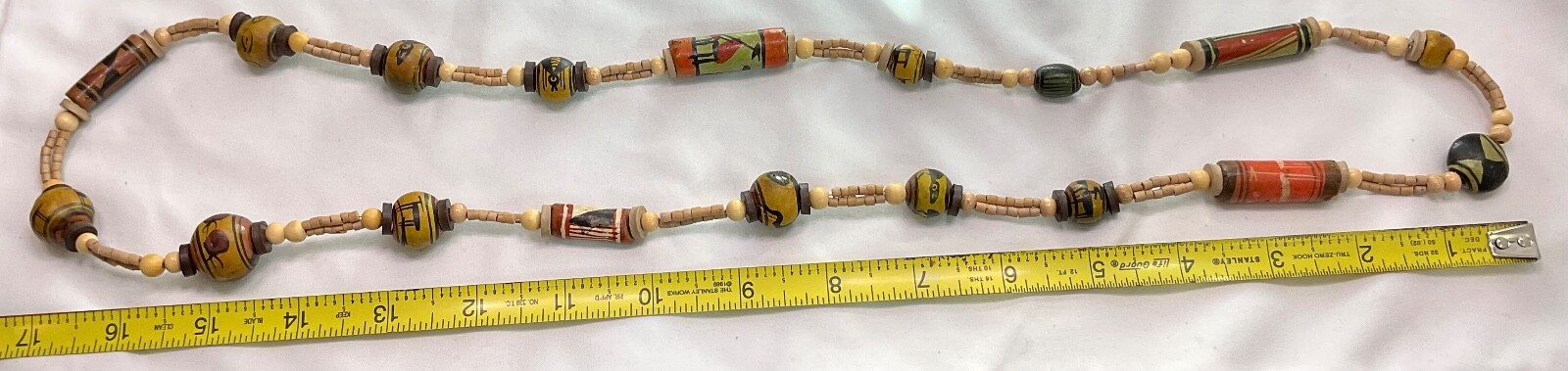 African Necklace Safari Animals Ceramic Painted Wood Bead Necklace 16”