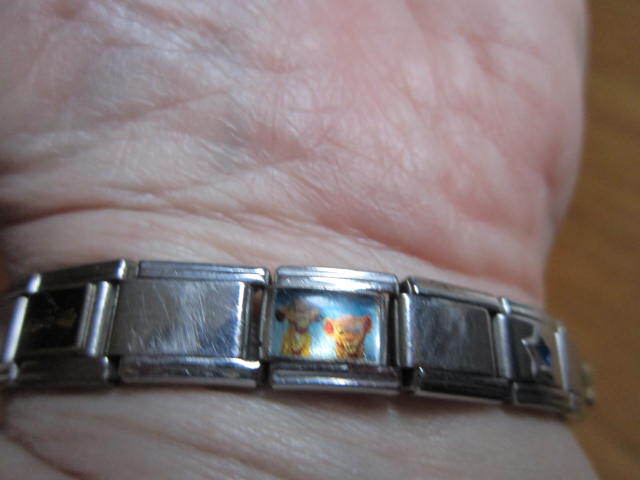 Stainless Steel Link Stretch Charm Bracelet Disney Lion King Diploma Flute Smile