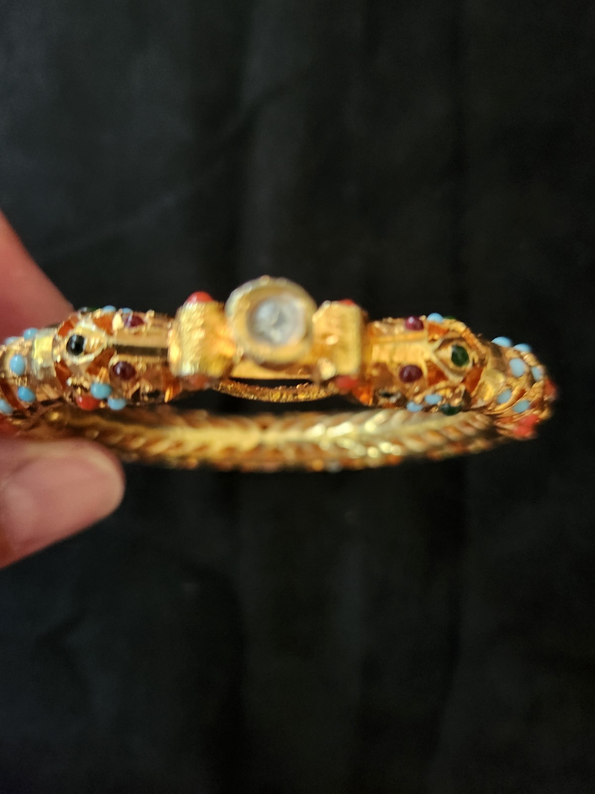 Antique Mughal Elephant Wedding Cuff Bracelet Gold Plated
