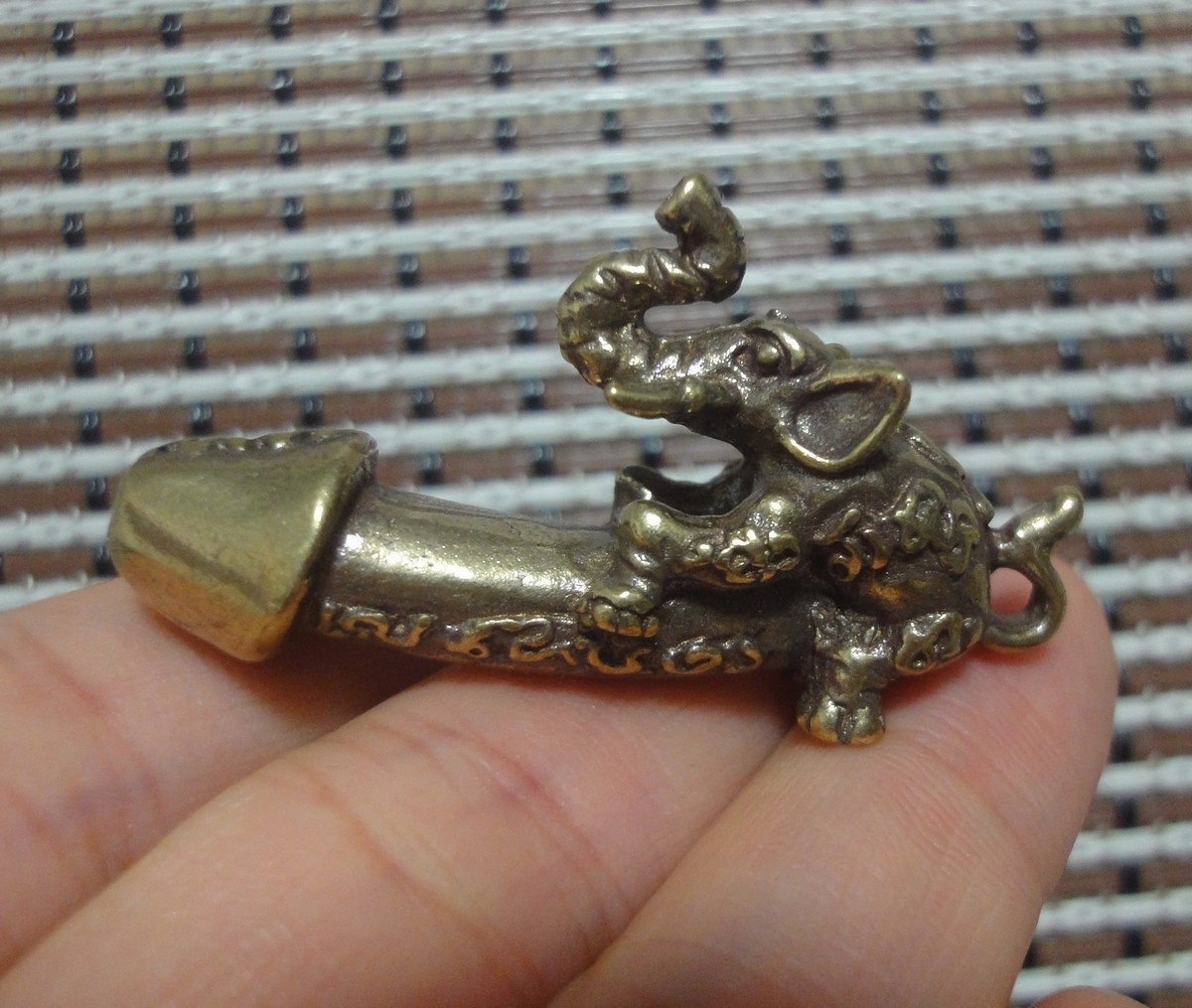 Vintage Solid Brass Elephant Figurine Pendant Charm for Bags and Keyrings