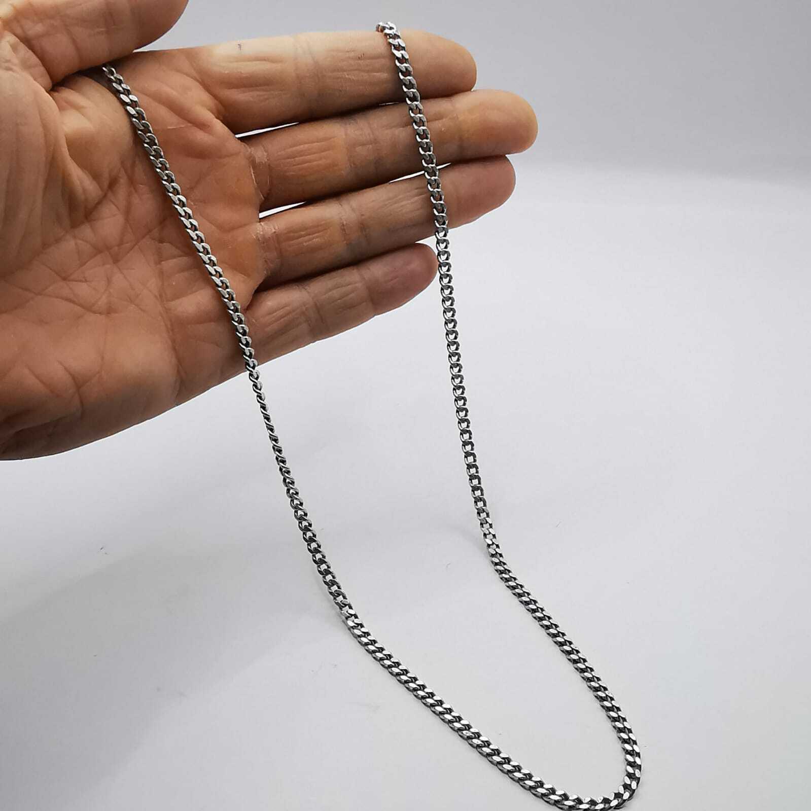 Vintage 925 Sterling Silver 24.8″ Curb Chain Necklace 24.86g Unisex Adult