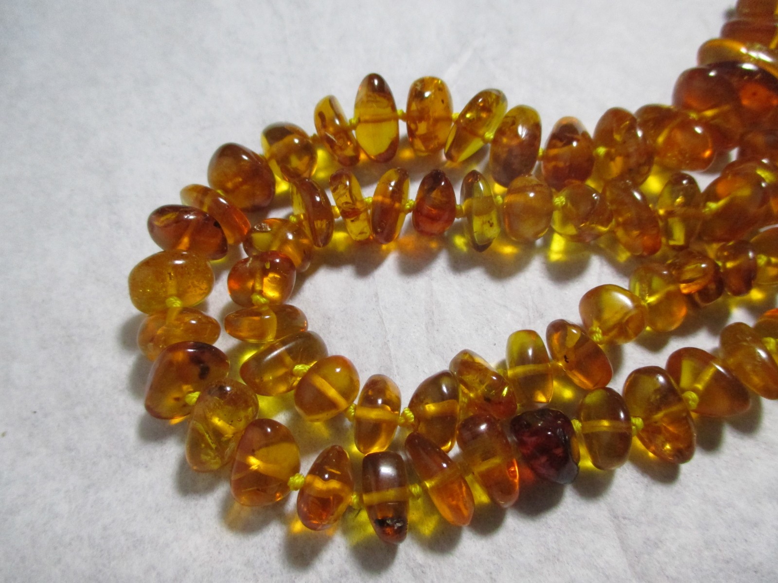 Vintage Baltic Honey Amber Chunky Nugget Hand Knotted Necklace 25 in