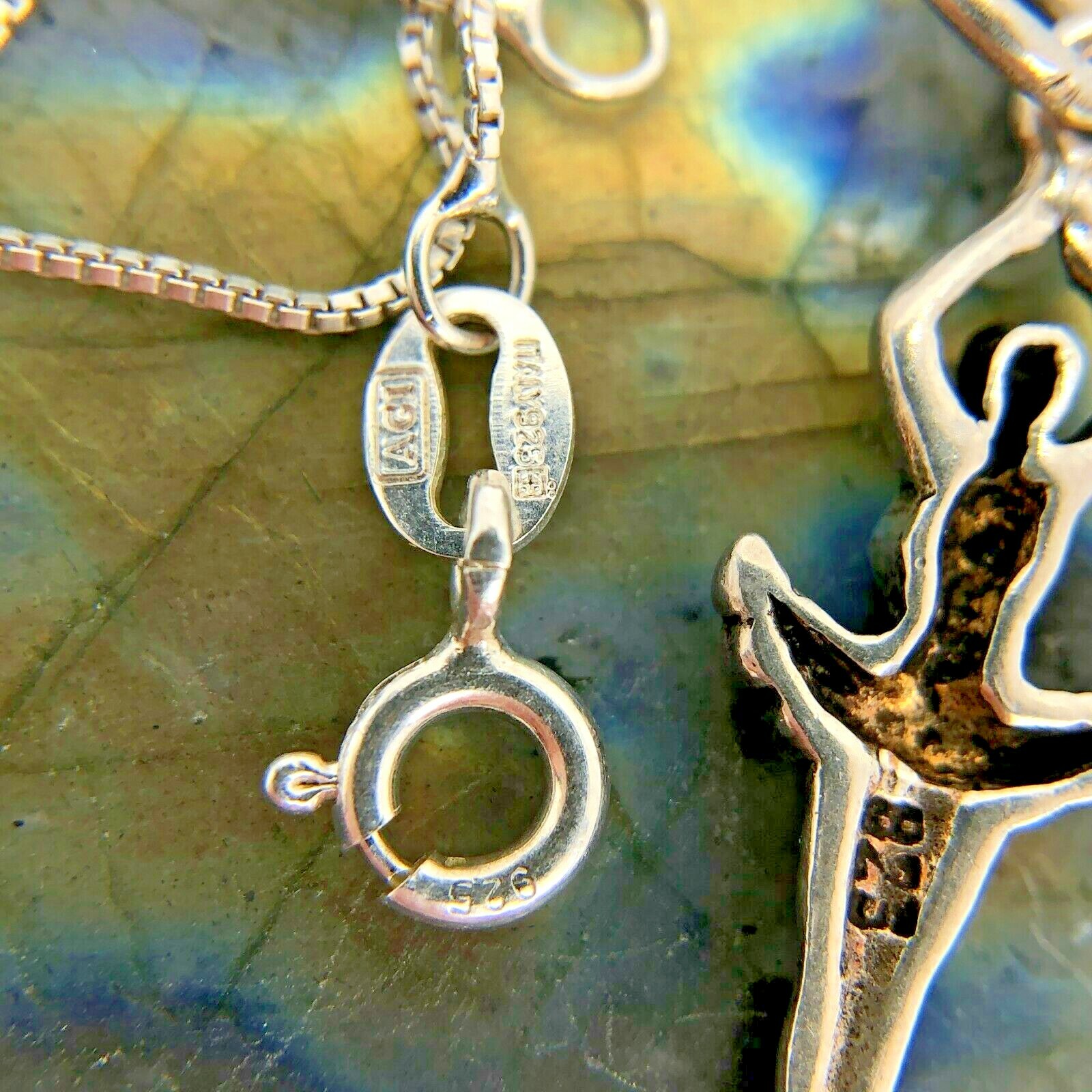 AGI Vintage Sterling Silver Ballerina Dancer Necklace 18″