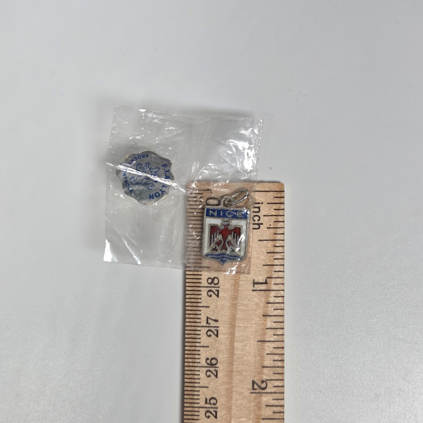 Nice Argent Silver & Enamel Pendant-Travel Shield Charm Unused