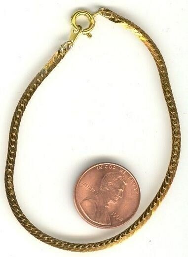 3 VINTAGE BRASS HERRINGBONE POLISHED CHAIN 7 INCH BRACELETS T562