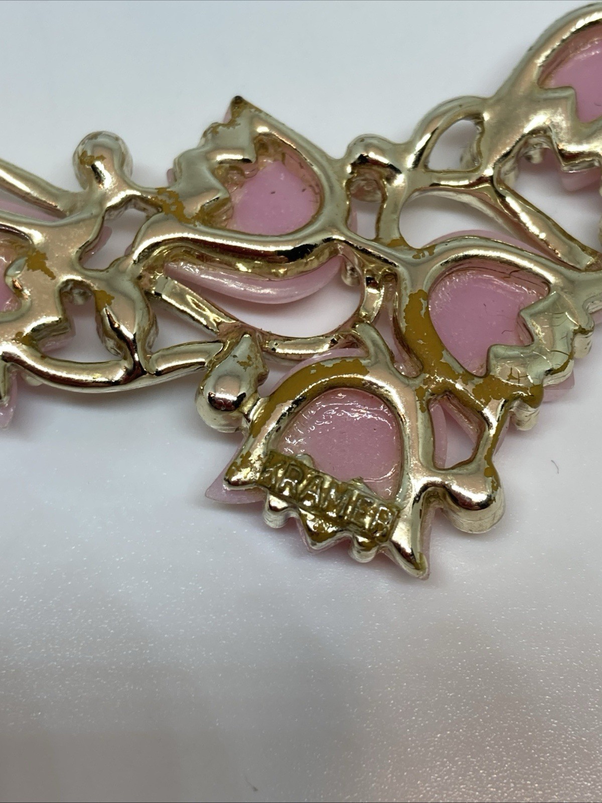 1960’S KRAMER PINK THERMOSET TULIP BEAD 16″ CHOKER NECKLACE & Clip On Earrings