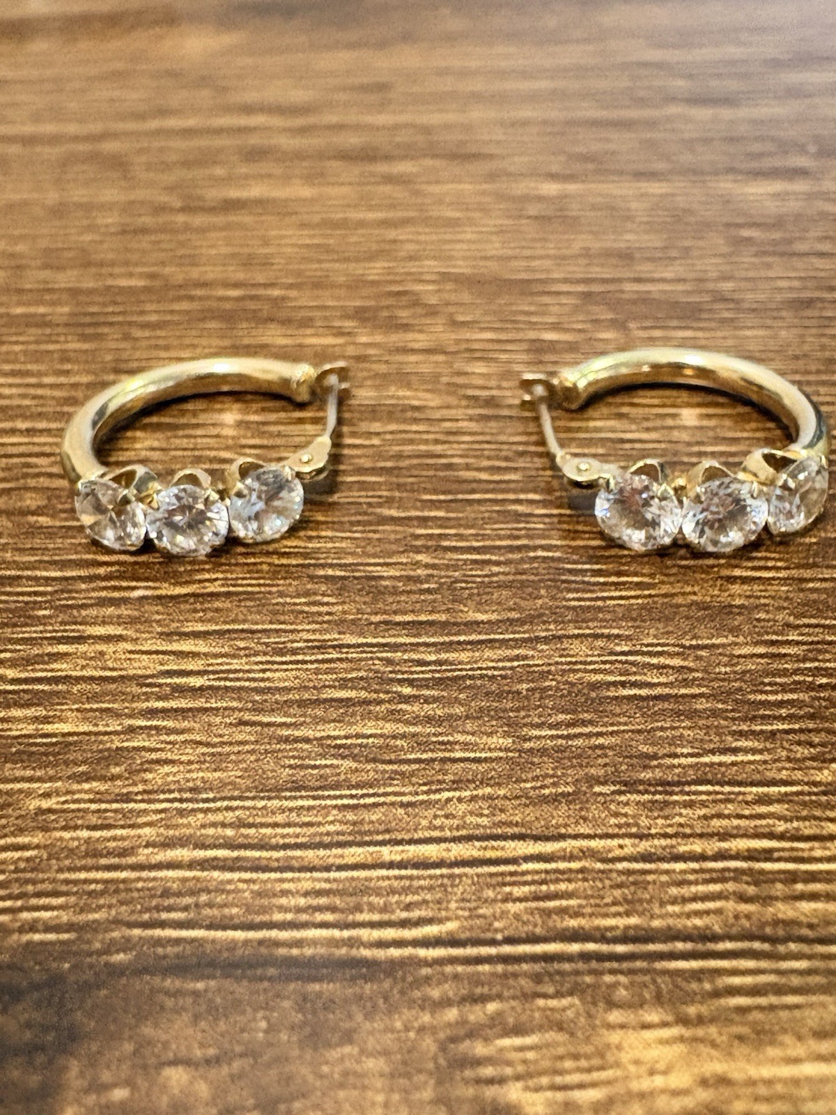 14K Yellow Gold CZ Mini Hoop Huggie Earrings