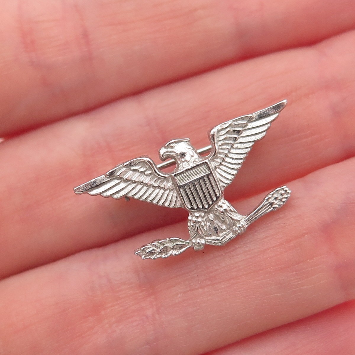 Amico 925 Sterling Silver Antique WWII US Army Colonel Eagle Pin Brooch