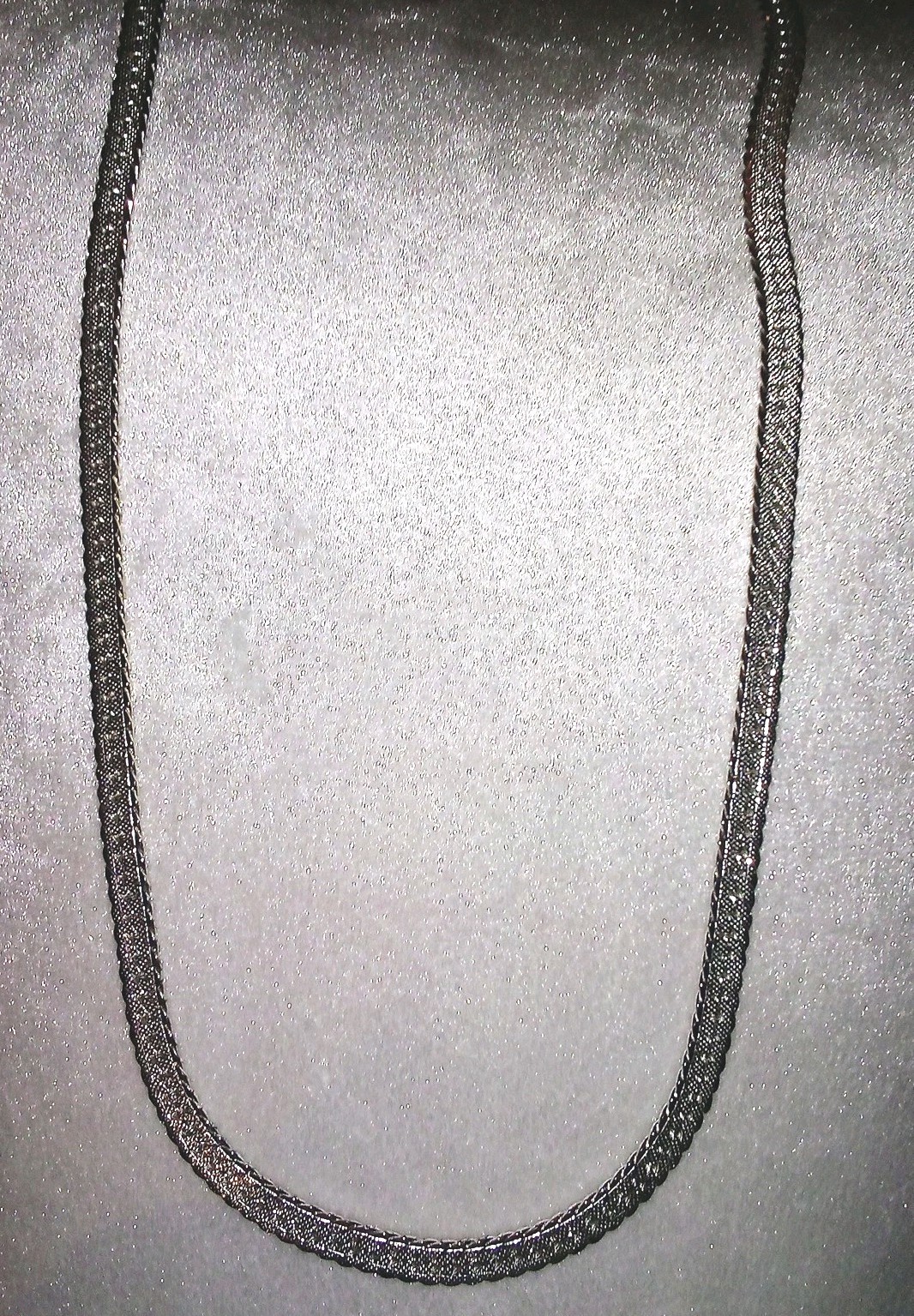 Vintage Napier Bright Silver Plated Flat Herringbone Chain Necklace 24″