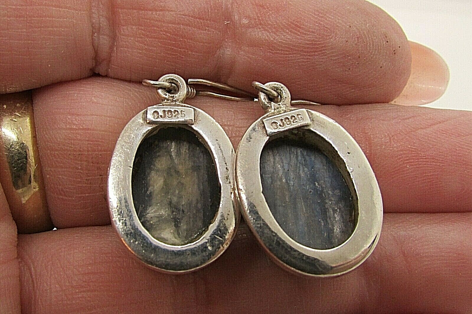 VINTAGE SOUTHWEST N A BLUE TOPAZ DANGLE EARRINGS STERLING