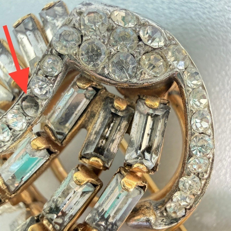Vintage Art Deco Gold Filled Rhinestone Spray Brooch 1940s CR Co 1/20 12K Signed