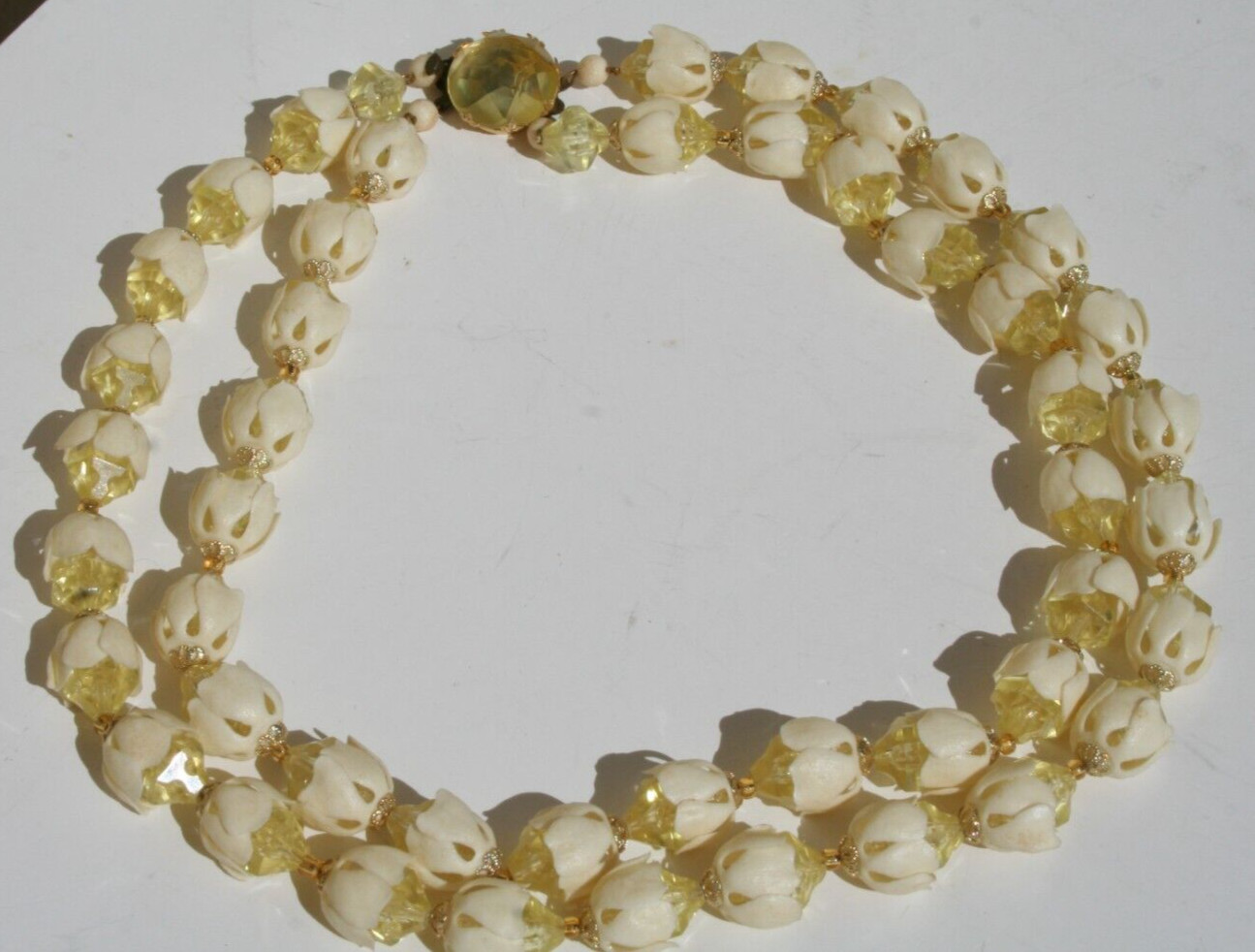 Vtg West Germany Necklace Signed Double Strand Acrylic Plastic Lucite Flowers