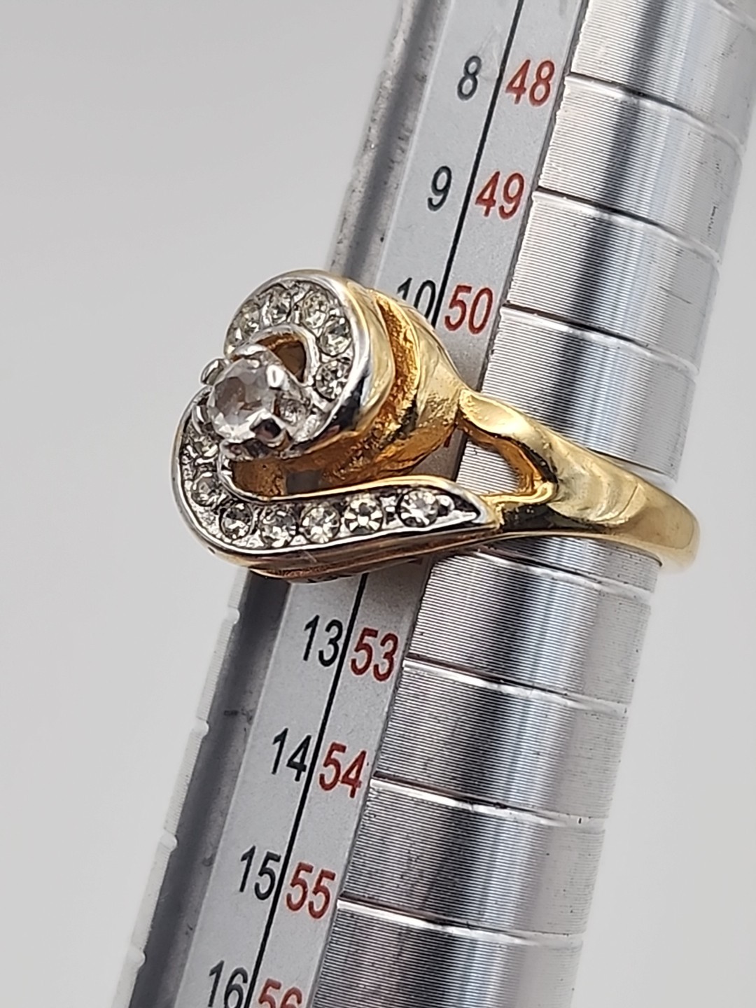 18KT HGE Yellow Gold Plated Swirl CZ Accent Cocktail Engagement Vintage Ring…