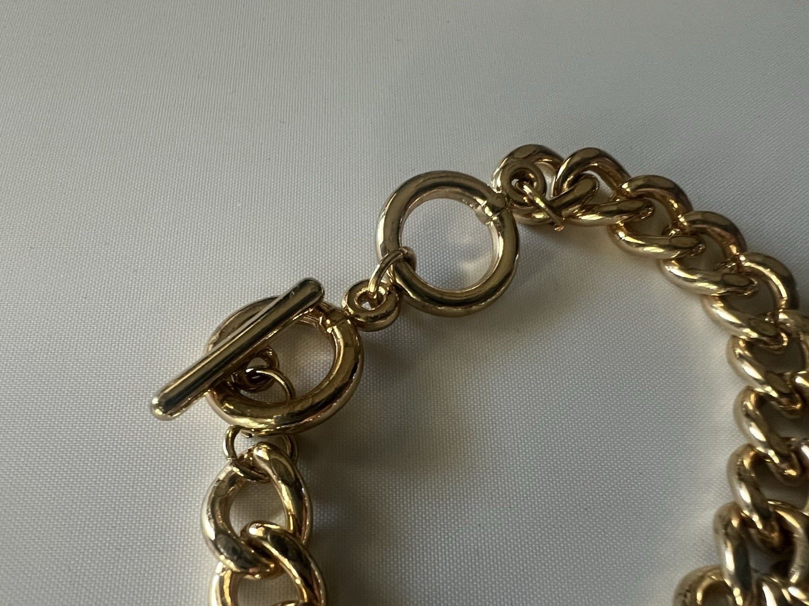 Vintage Gold Tone LOVE Charms Dangle Clear Rhinestone Bracelet