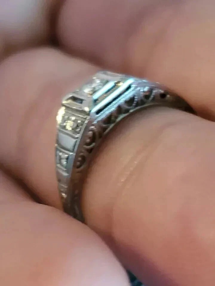 2.5CtArt Deco Style Round Lab Created Diamond Engagement 14K White Gold FN Ring