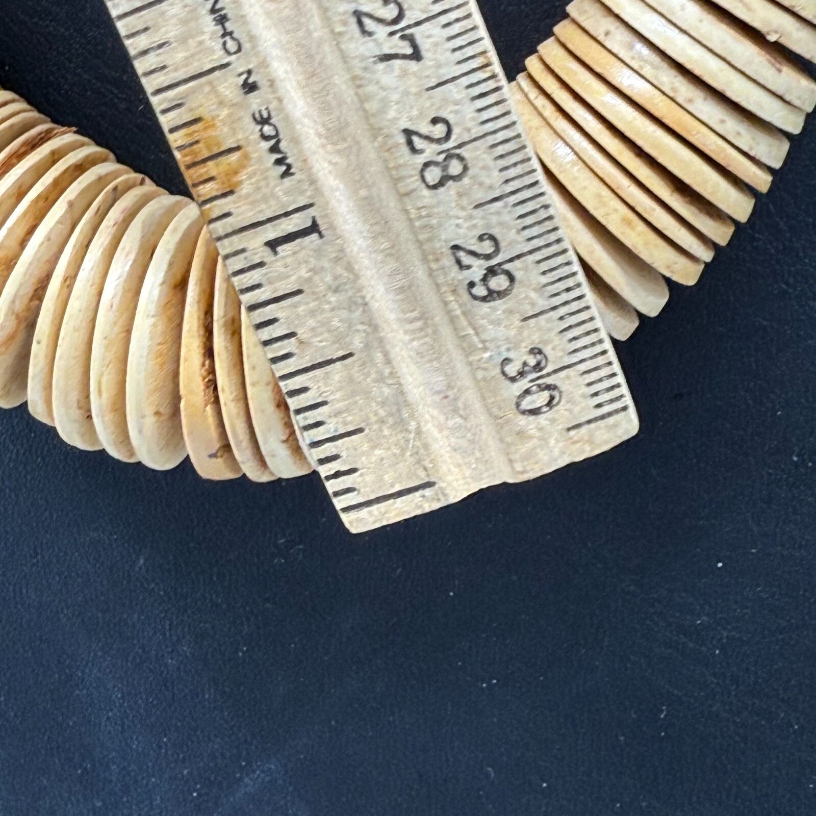 Native American Wood Disk Beads Necklace Boho Traditional Bohemians 25 Inch