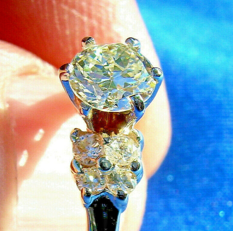 Original EARTH MINED DIAMOND Deco Engagement Ring 14K GOLD Vintage Solitaire S 6