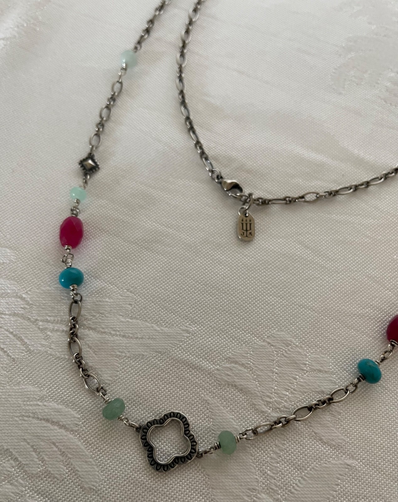 Rare & Retired JAMES AVERY 42″ Sterling Silver & Gemstones KALEIDOSCOPE Necklace