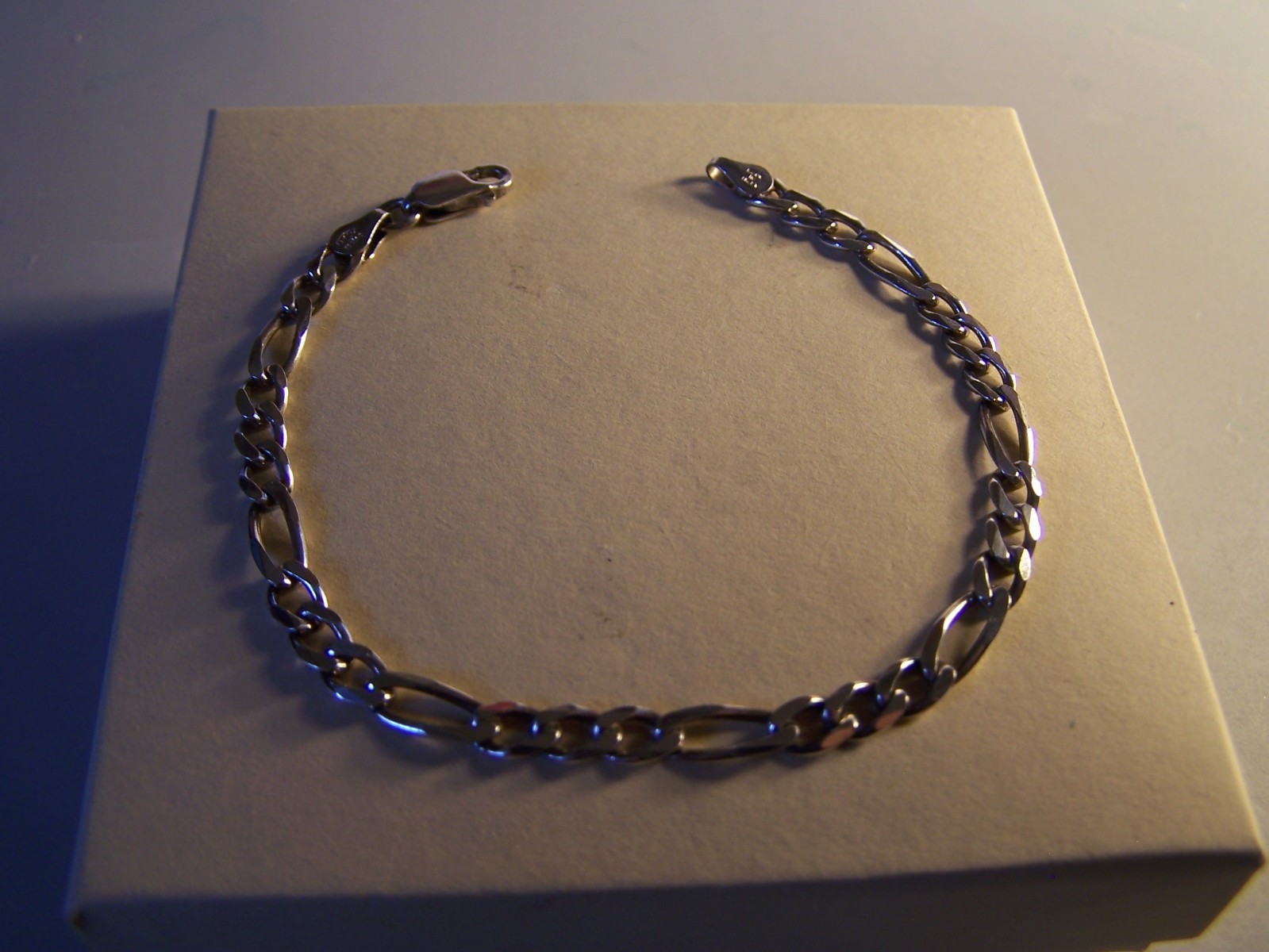 VINTAGE ESTATE ITALY DESIGN “MILOR” 6MM FIGARO STERLING SILVER BRACELET 71/4″