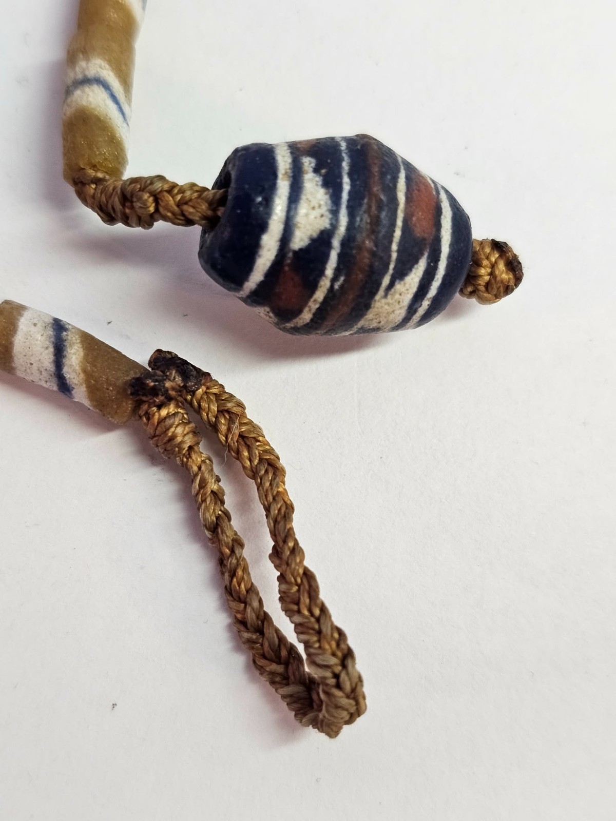 Tibetan Dzi/ African Trade? Necklace Large Yellow Glass Brown Ceramic Beads Boho
