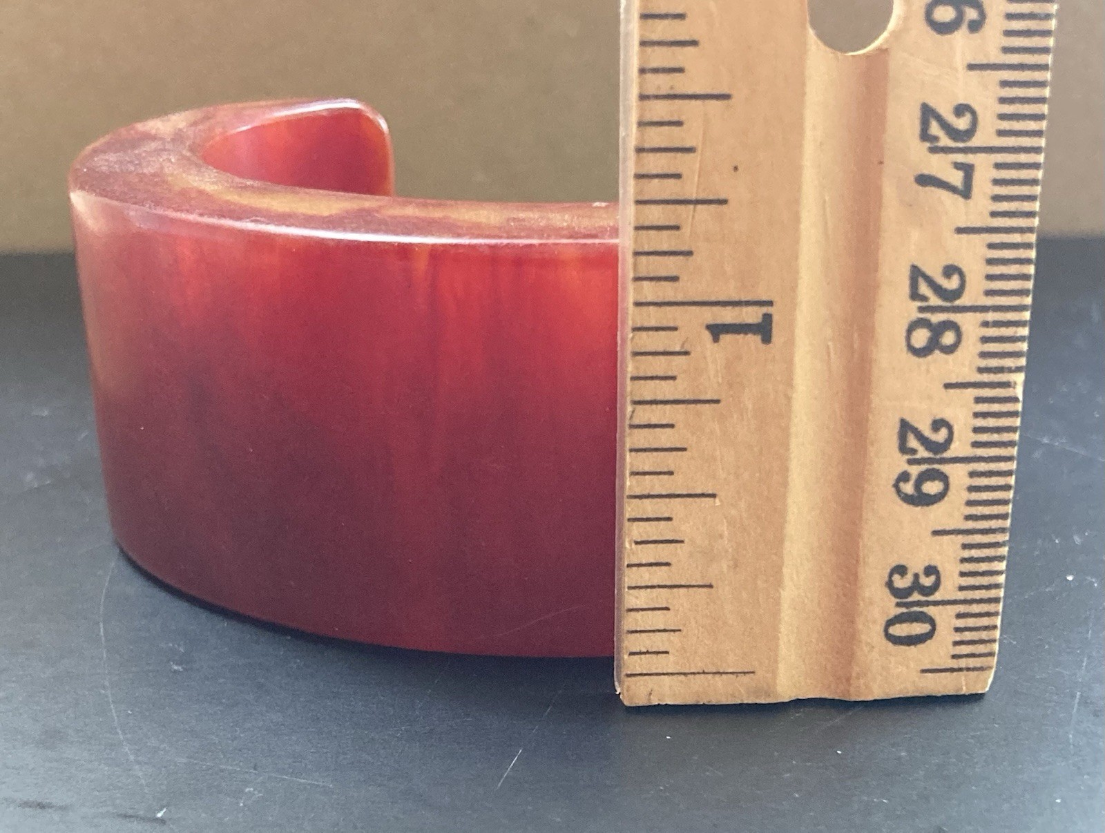 Vintage Awesome Bracelet Cuff Resin Reddish-Orange SMALL