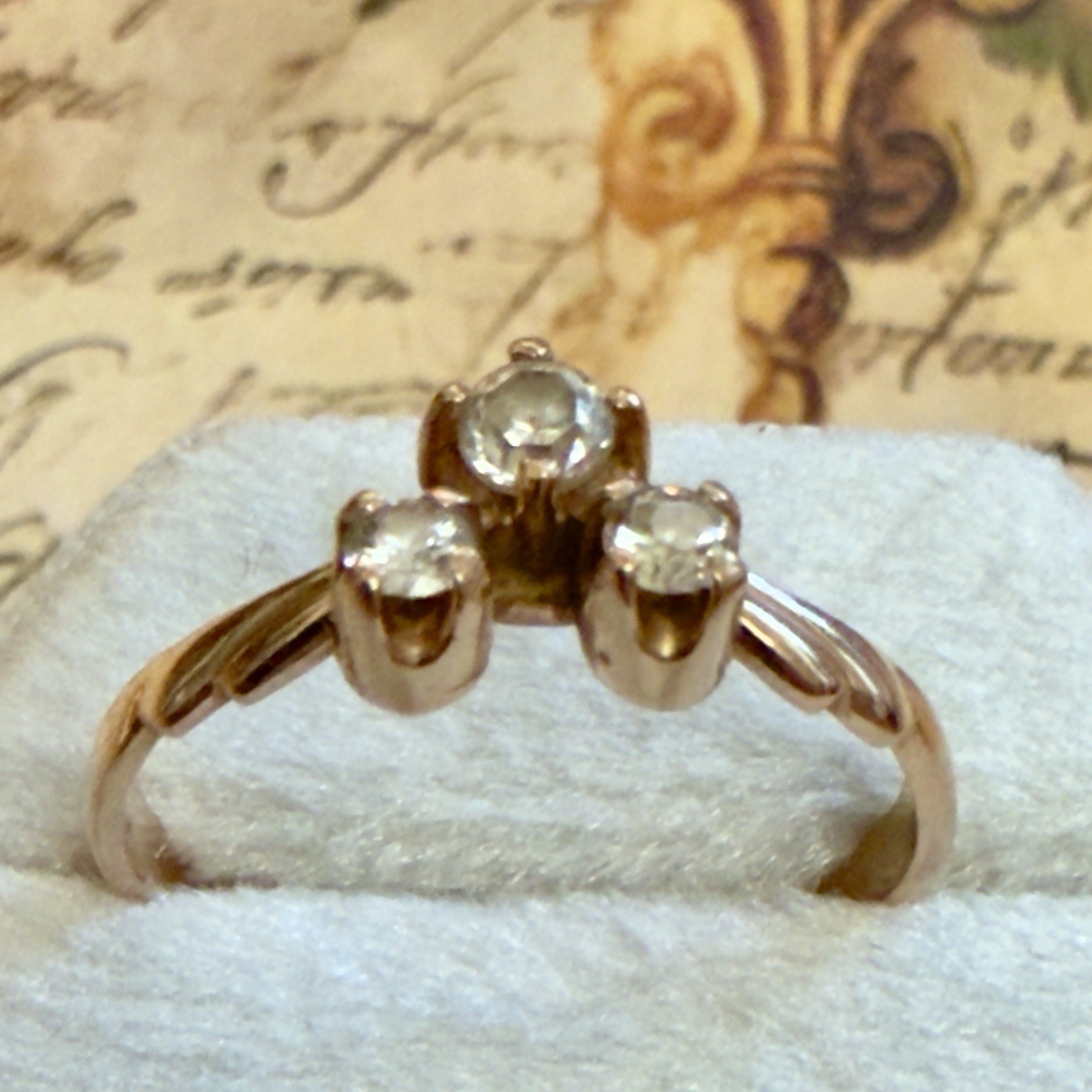 Size 5.75 – 14K 585 Rose Gold & Fianite (CZ) Vintage East European Ring – #1995
