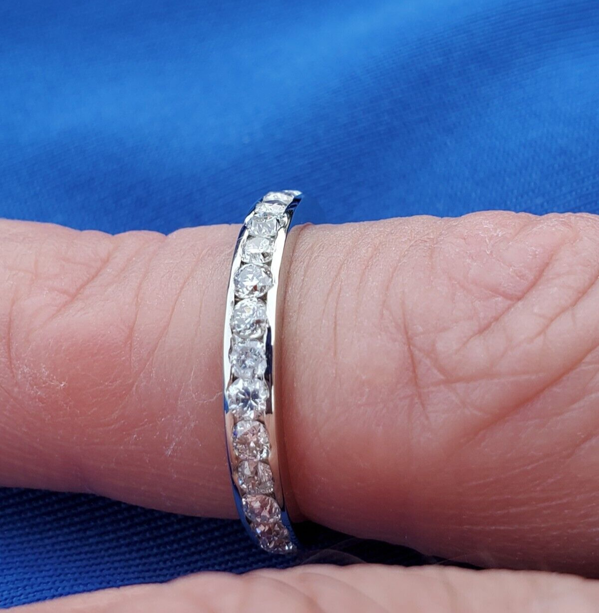 Original EARTH MINED DIAMOND Deco Band PLATINUM Eternity Anniversary Ring S 5.25