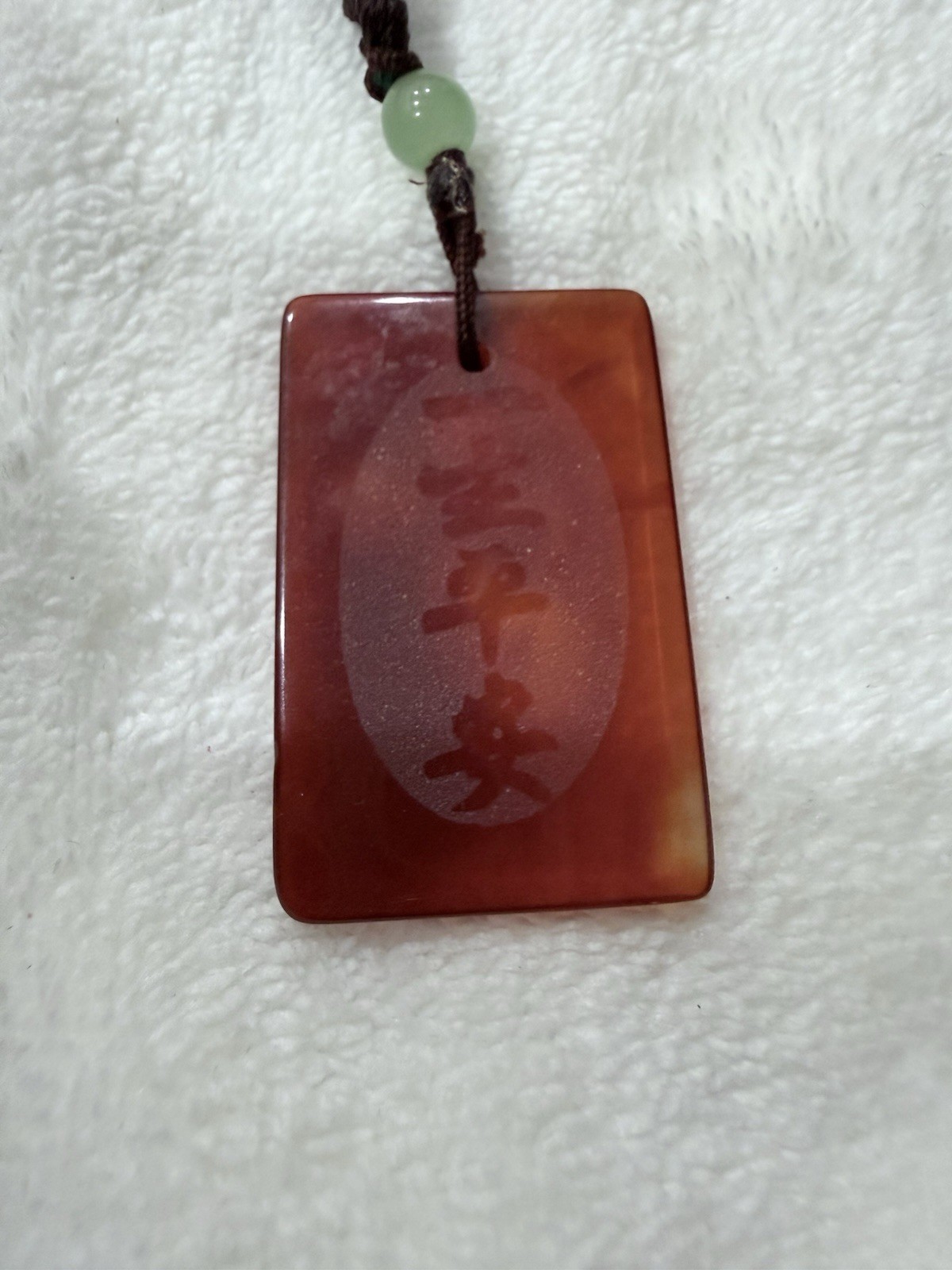 Vintage carnelian necklace pendant with jade