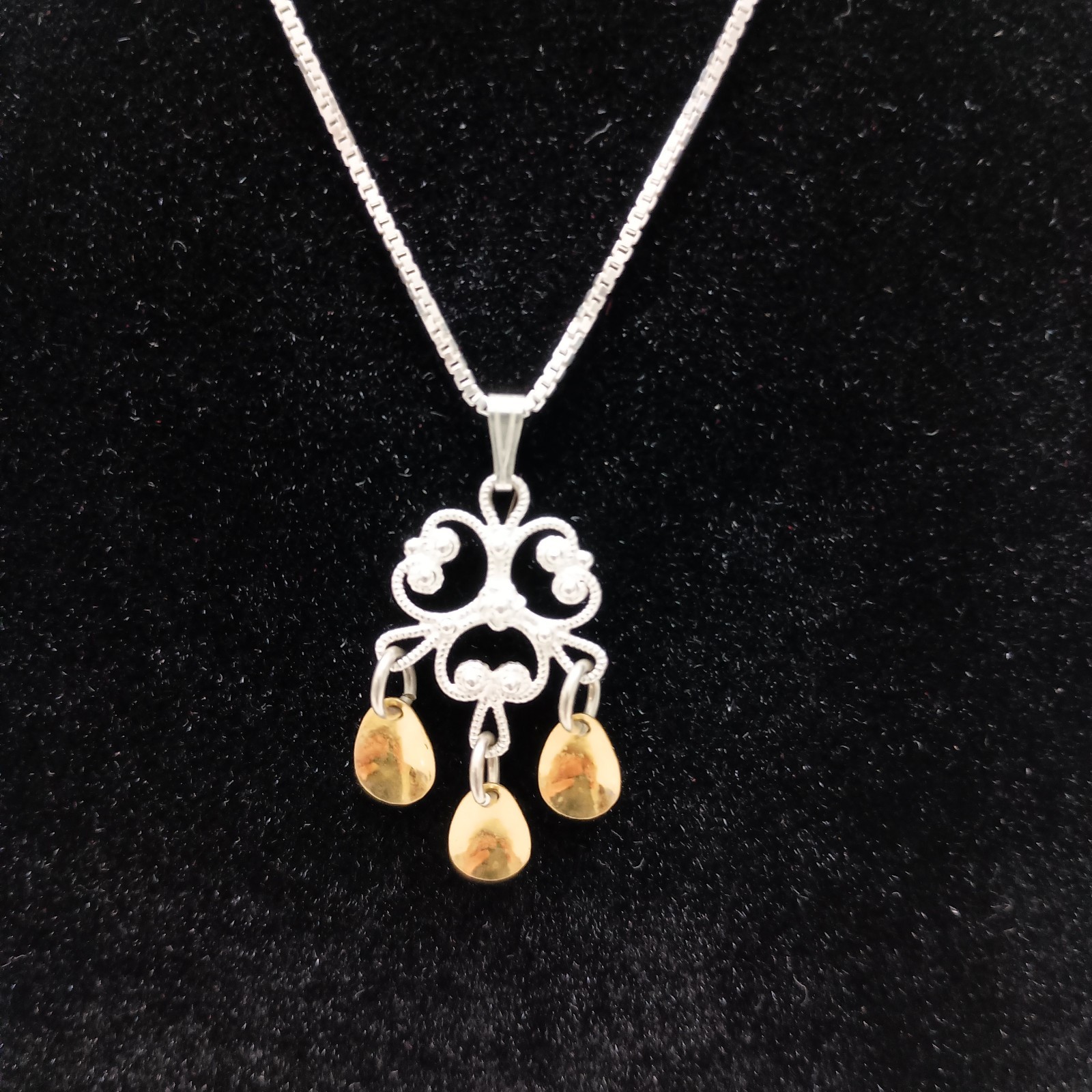 Vintage Finnish ARU Sterling Silver Filigree Necklace & Earring Set Sundrop