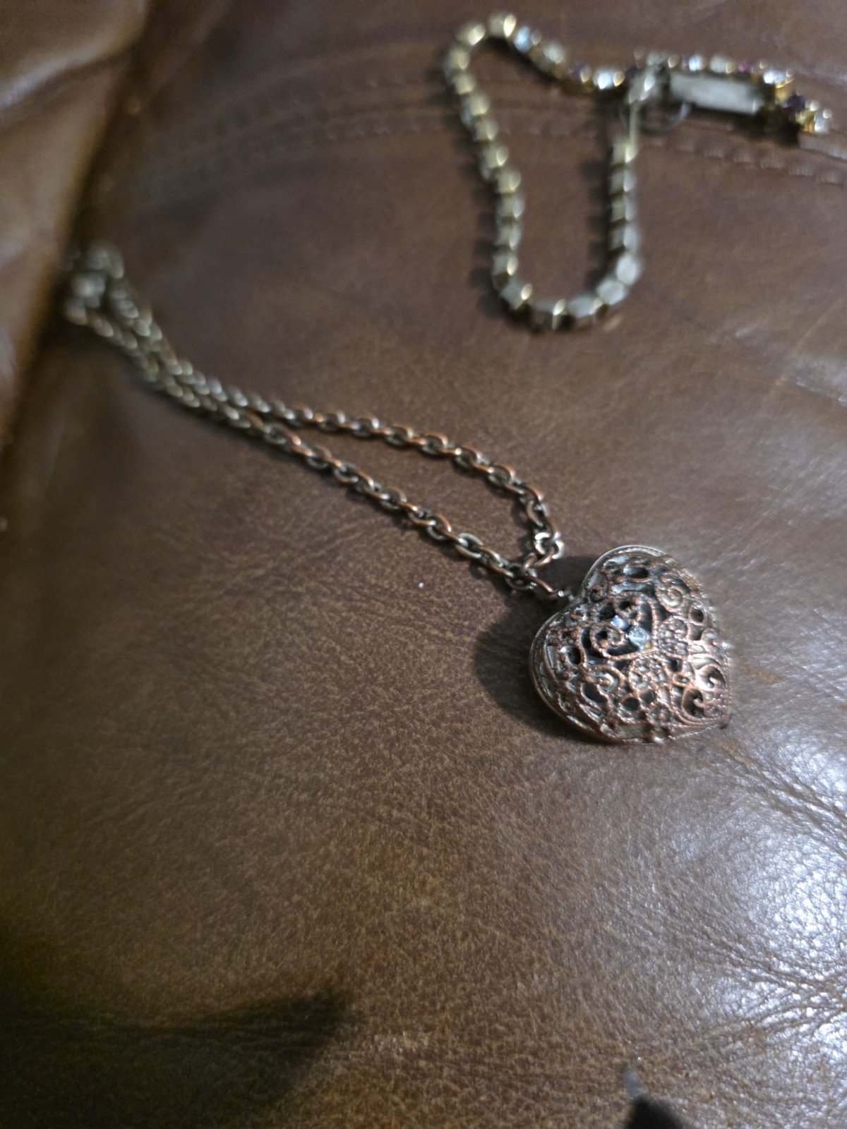 2 Bracelets Pre-owned One Amethyst Possible Other Antique Filigree Heart Locket