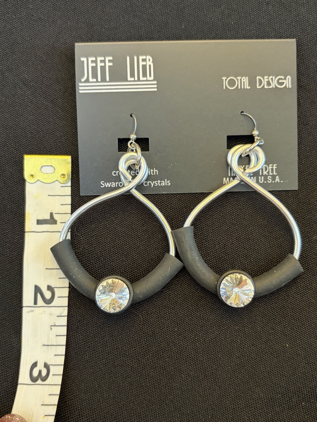 NEW Jeff Lieb Clear Swarovski Rhinestone Bead Dangle Earrings Total Design
