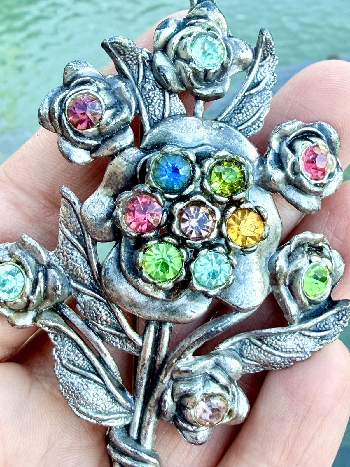 Vintage Little Nemo Flower Bouquet Colored Rhinestone LN/25 Brooch
