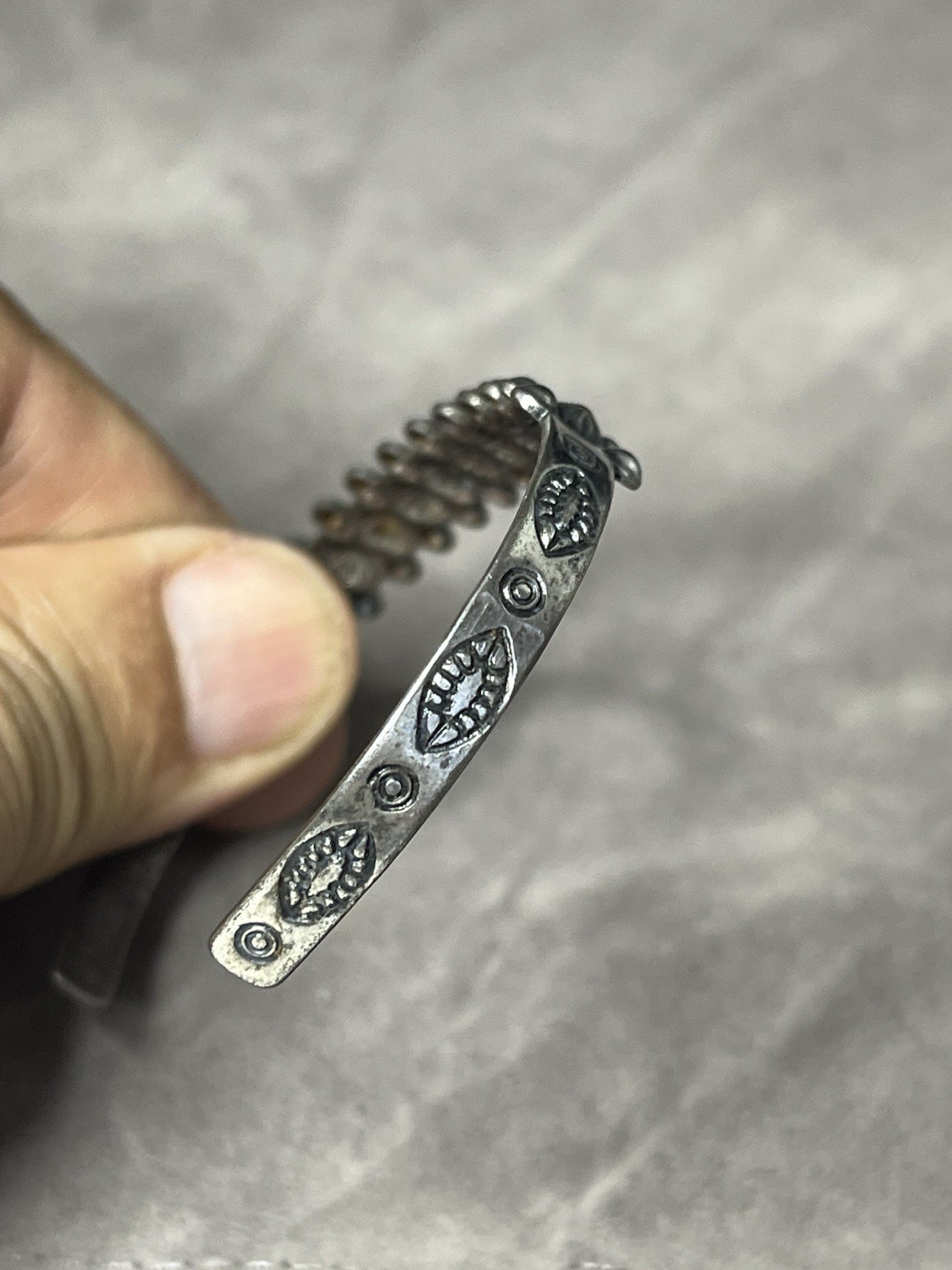 Vintage Ethnic Pattern Stamped Metal Cuff Bracelet