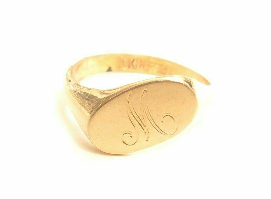 Vintage 10K GF ESPO Gold Filled Engraved Monogram Esposito Signet Rings A805
