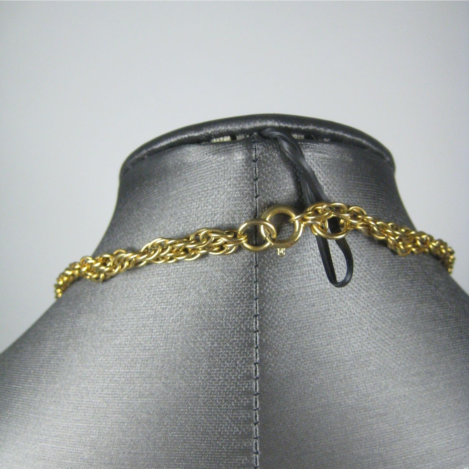 Enamel Floral Dangle Pendant Necklace 21 in Goldtone Multi Strand Chain Vintage