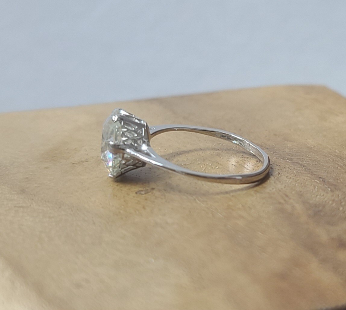 Vintage Platinum Engagement Ring 3.34CT. Natural Old Euro Cut Round Diamond