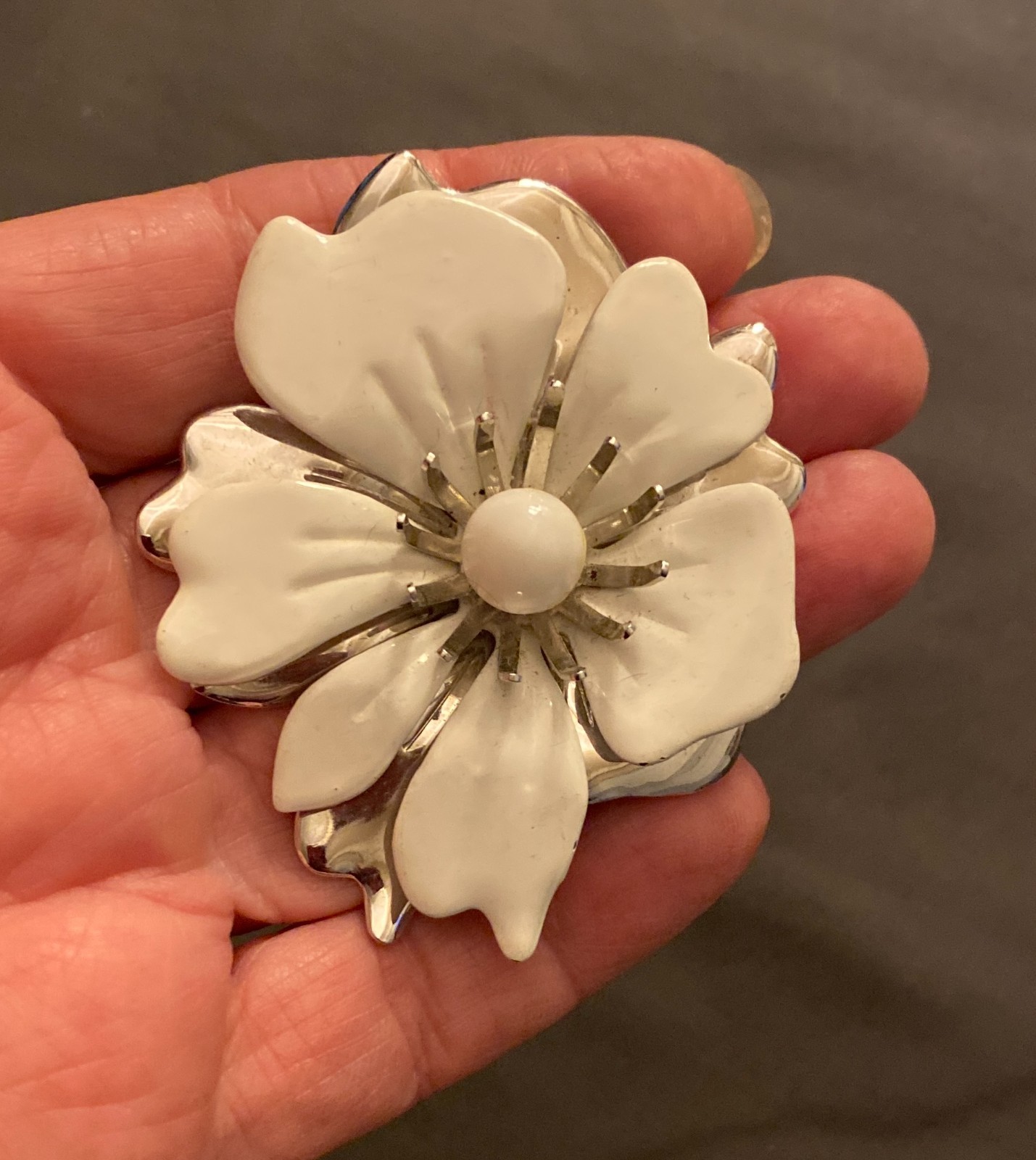 3 Vintage MCM Floral Brooch Pins Various Material Mod 60s 70s Hippy~Groovy