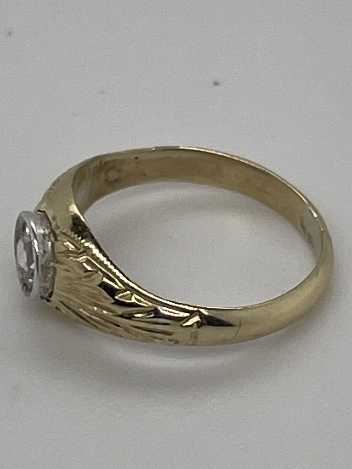 Vintage 14k Yellow Gold .06 Ct Rose Cut Diamond Baby Ring Size 1/2 – 1.4 Grams