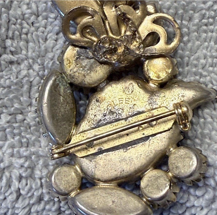 Vintage 1950s Edlee Signed Rhinestone Scatter Pin Pair