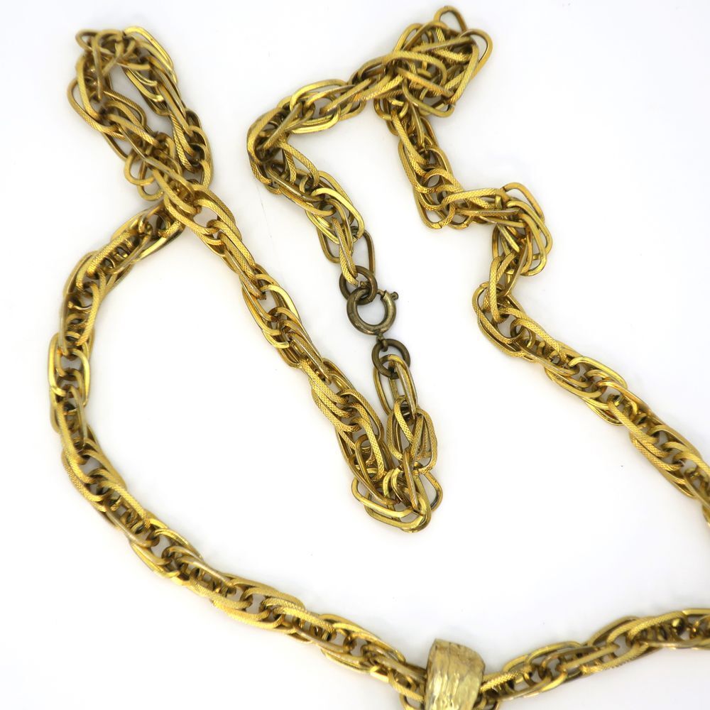 Vintage Adele Simpson faux Purple Jade Gold-Tone Ornate Large Pendant Necklace